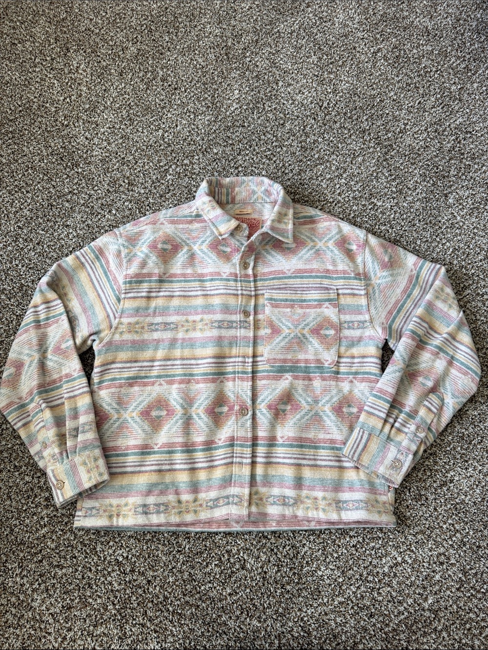 Boxy Fit Lightweight Shirt Jacket in Pastel Multi by Brooklyn Cloth